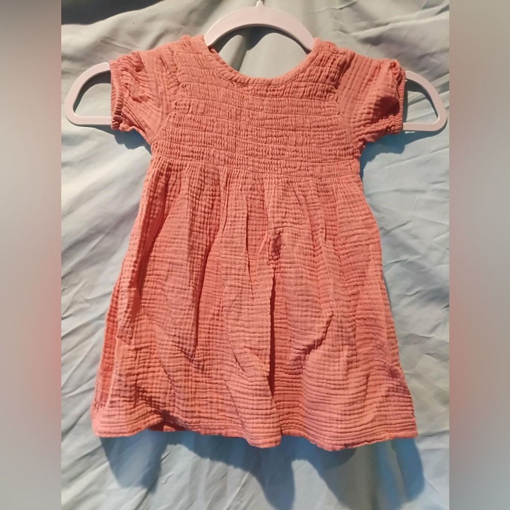 Gerber Coral Pink Smocked Short Sleeve Dress